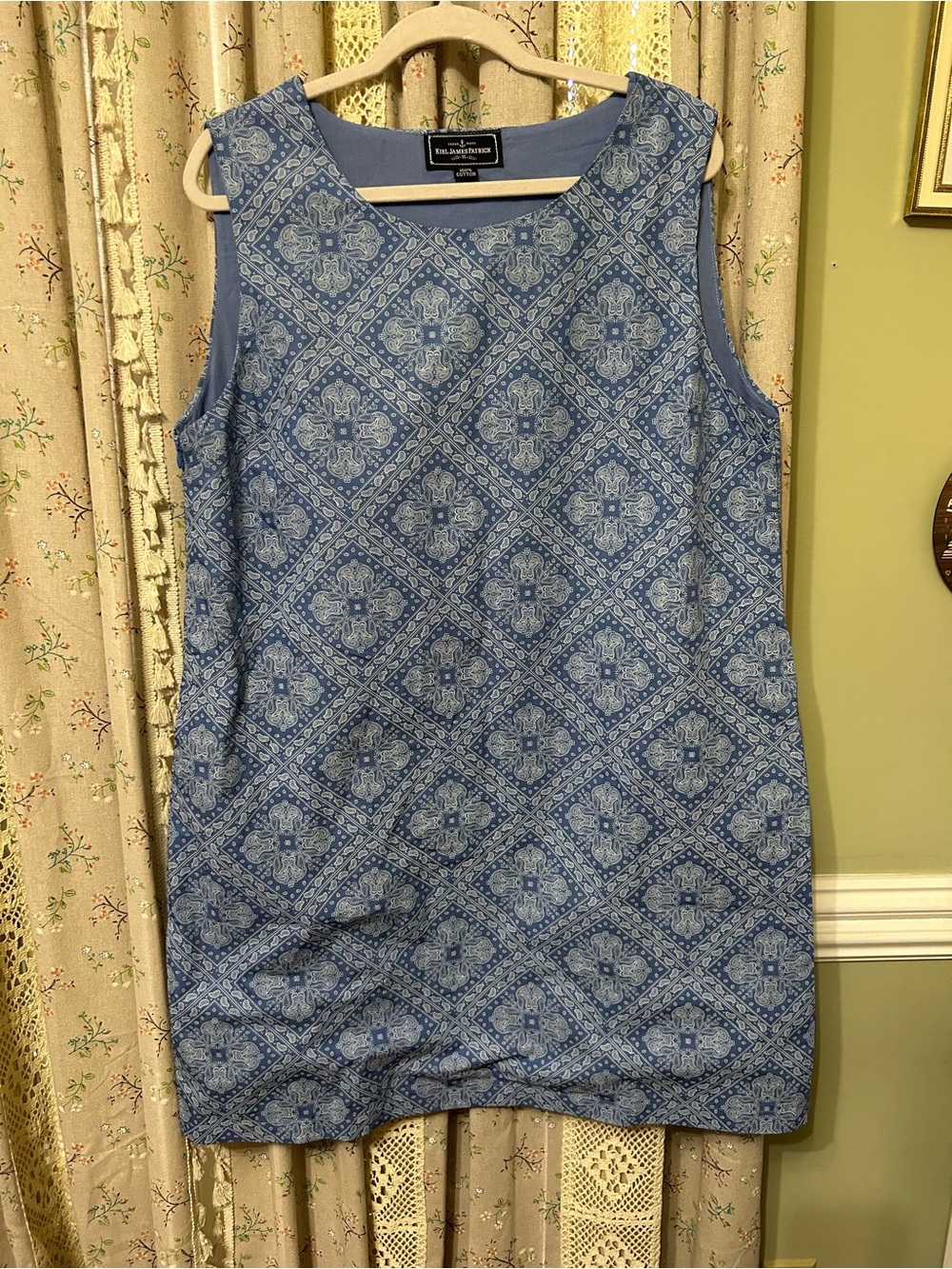Kiel James Patrick Blue Bandana Print Shift Dress NWT Size 16 100% Cotton